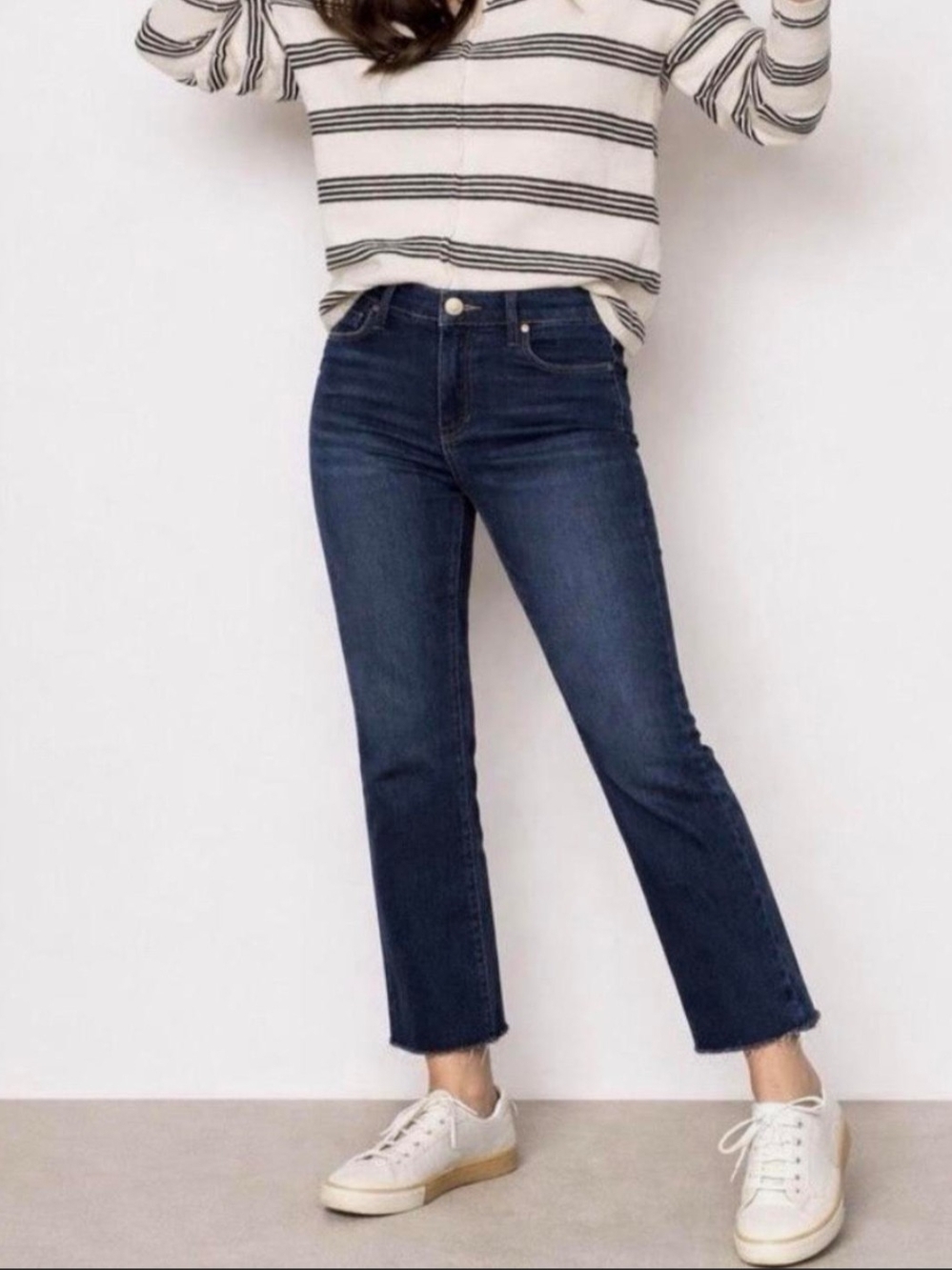 Kut from the Kloth Kelsey Fab Ab Ankle Flare Denim Jeans Dark Wash Plus - Picture 2 of 10